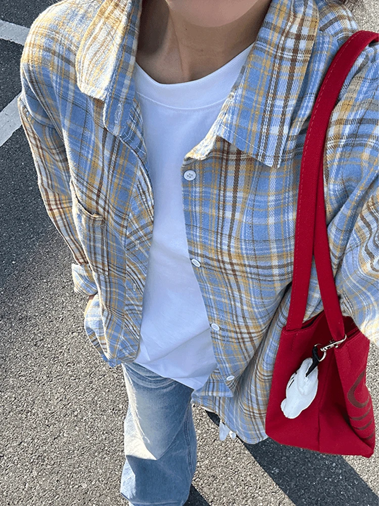 

Мужская летняя тонкая рубашка Cleanfit в желтую клетку, с защитой от солнца, в стиле ретро-американский, свободного кроя, с длинным рукавом, модная верхняя одежда