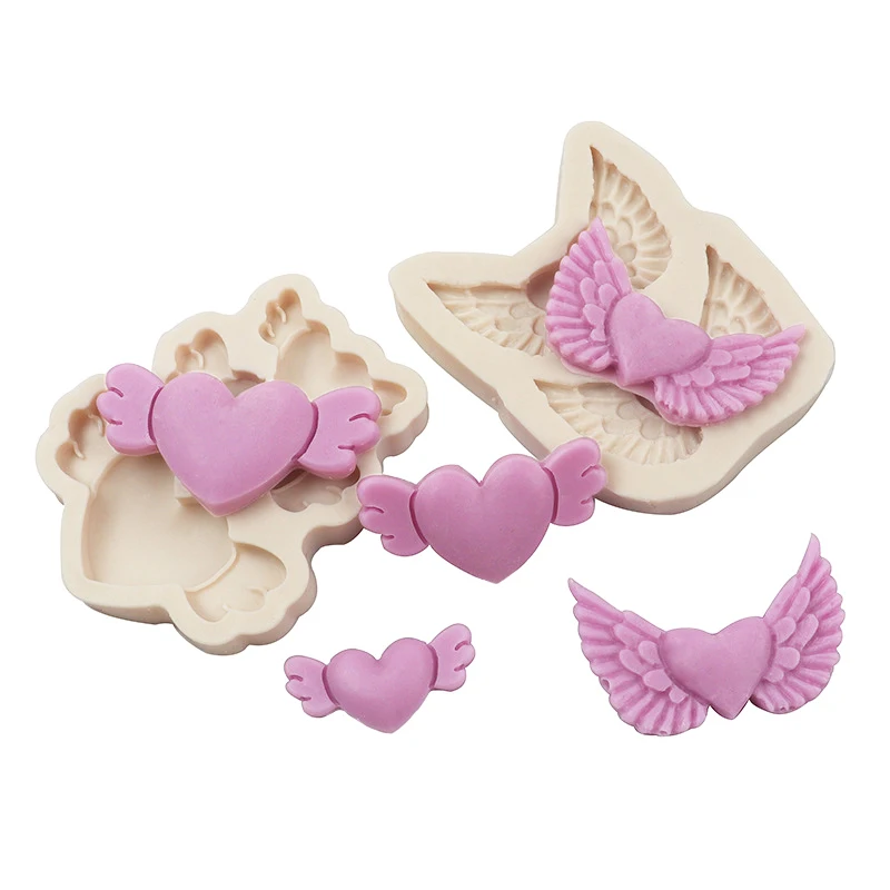 Wings Heart Shape Silicone Mold Sugarcraft Cupcake Baking Mold Fondant Cake Decorating Tools