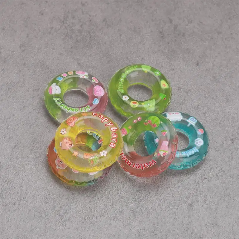 Miniature Dollhouse Set, 4Pcs Resin Play Scene Decor, Kids Simulation Swimming Ring Toy, Doll Outfit Enhancements