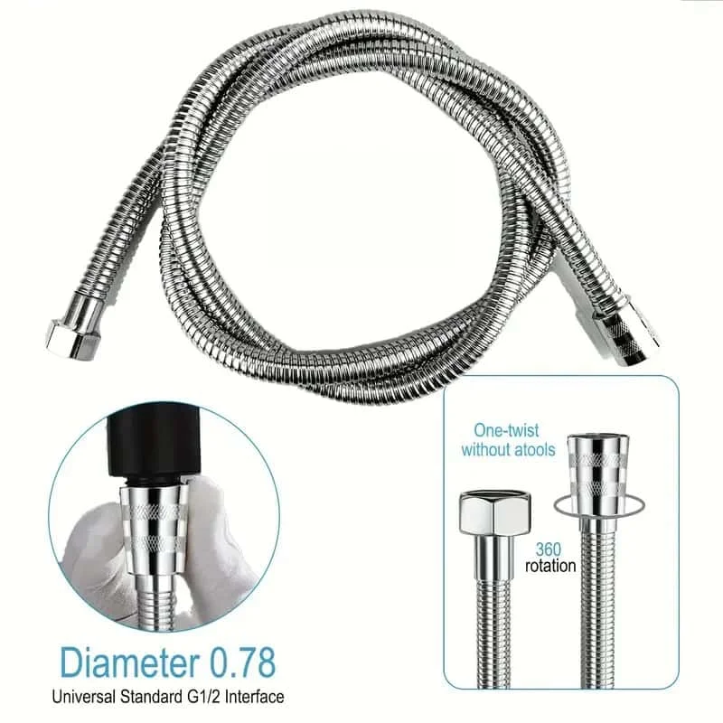 

Shower Hose, Upgrade Stainless Steel Shower Tube, Anti-Kink and Leak-Proof, High Pressure Resistance, Universal G 1/2 Connection