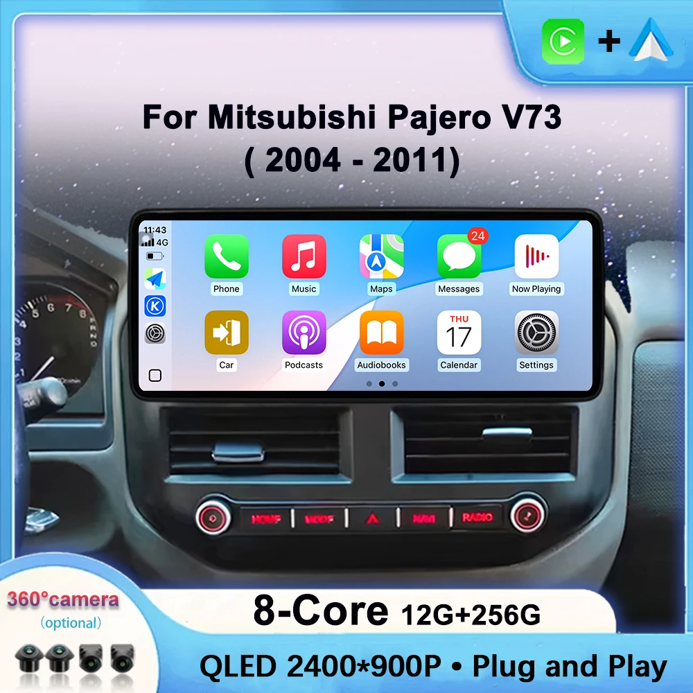 

Беспроводная GPS-навигация Carplay для Mitsubishi Pajero V73 2004-2011, Bluetooth сенсорный экран, Android Auto, автомобильный мультимедийный плеер BT
