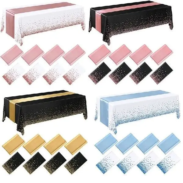 4pcs-disposable-plastic-tablecloths-satin-table-runner-set-elegant-home-decor-kitchen-dining-table-accessories