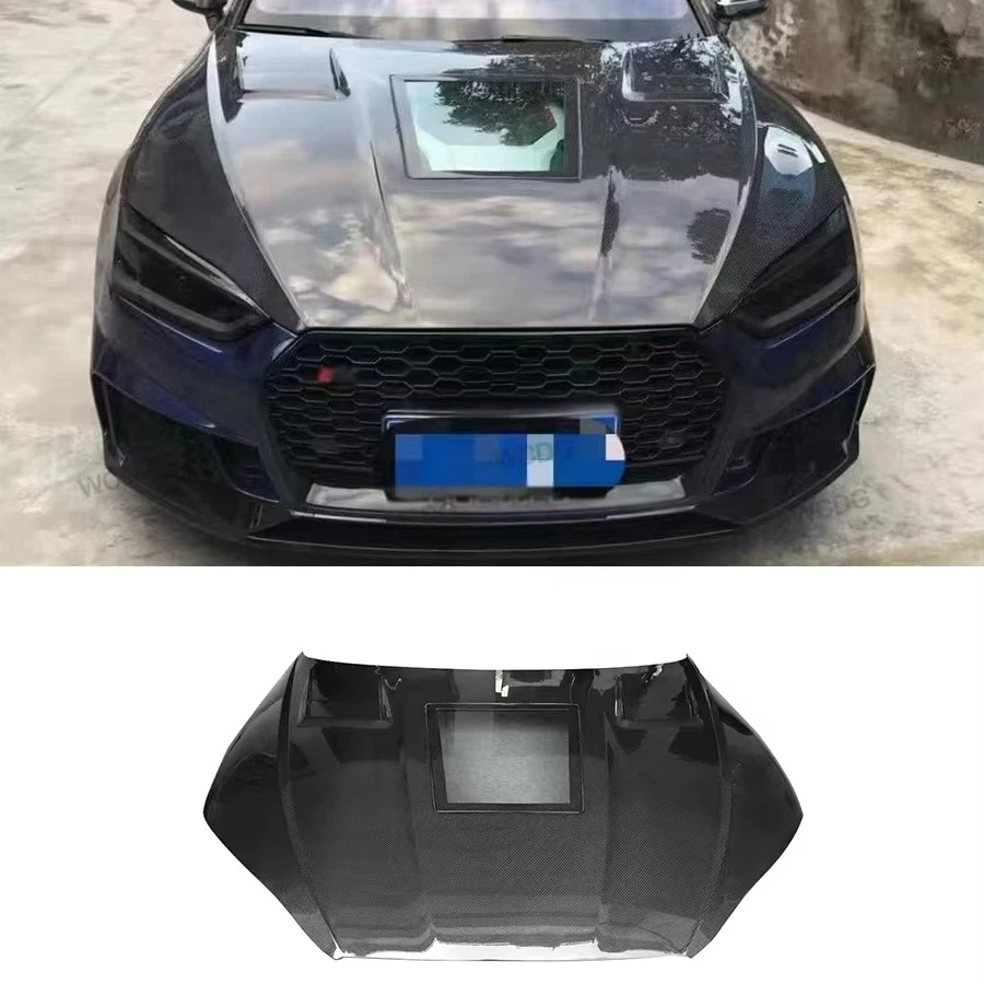 

Carbon Fiber Front Hood forAudi A5 S5 Upgraded 2017-2019 Front Bumper Hood Bonnet With Transparent Glass Bodykit