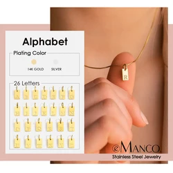 eMancoBox Chain Stainless Steel Women's Minimalism Jewelry Gift Wholesale  Initial Necklace Engraved A-Z Alphabet Charm Necklace