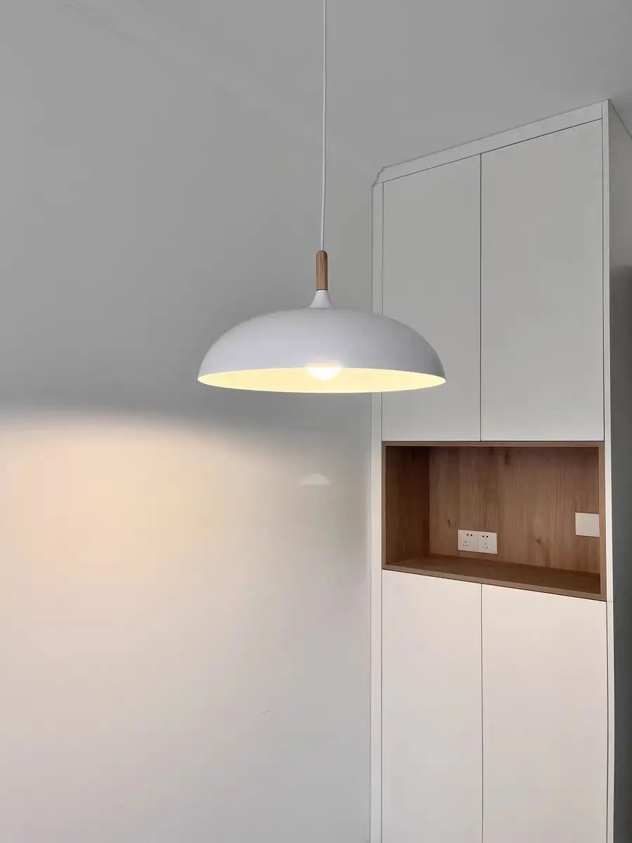 

GEW минималистичный современный подвесной светильник E27 деревянный алюминиевый абажур для офиса, ресторана, декора гостиной 110 В 220 В подвесной светильник