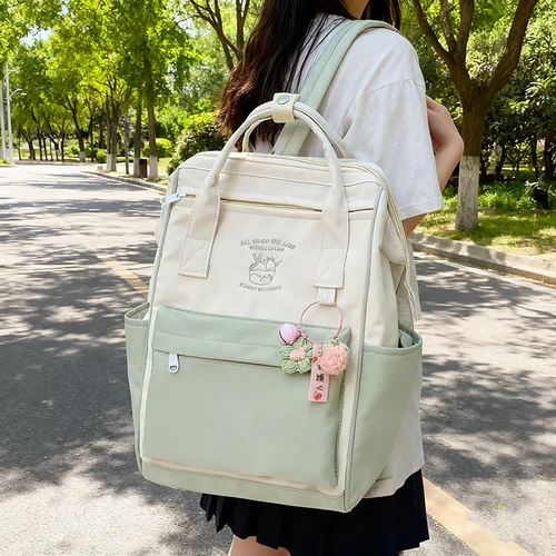 Mochila impermeable a juego de colores de tendencia japonesa, bolsa de viaje de ocio para mujeres y niñas, bolsa deportiva de gran capacidad para viaje de fin de semana