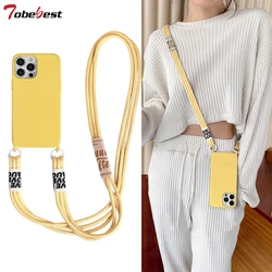 3 in 1 Portable Crossbody Lanyard Necklace Silicone Case for Iphone 15 14 13 12 Mini 11 Pro XS Max XR X 8 7 Plus Back Cover