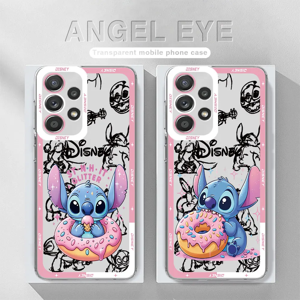 Clear Silicone Phone Case for Samsung Galaxy A24 A23 A73 5G A14 4G A33 A54 A25 A15 A13 A34 Disney Stitch Lovely Capa Cover