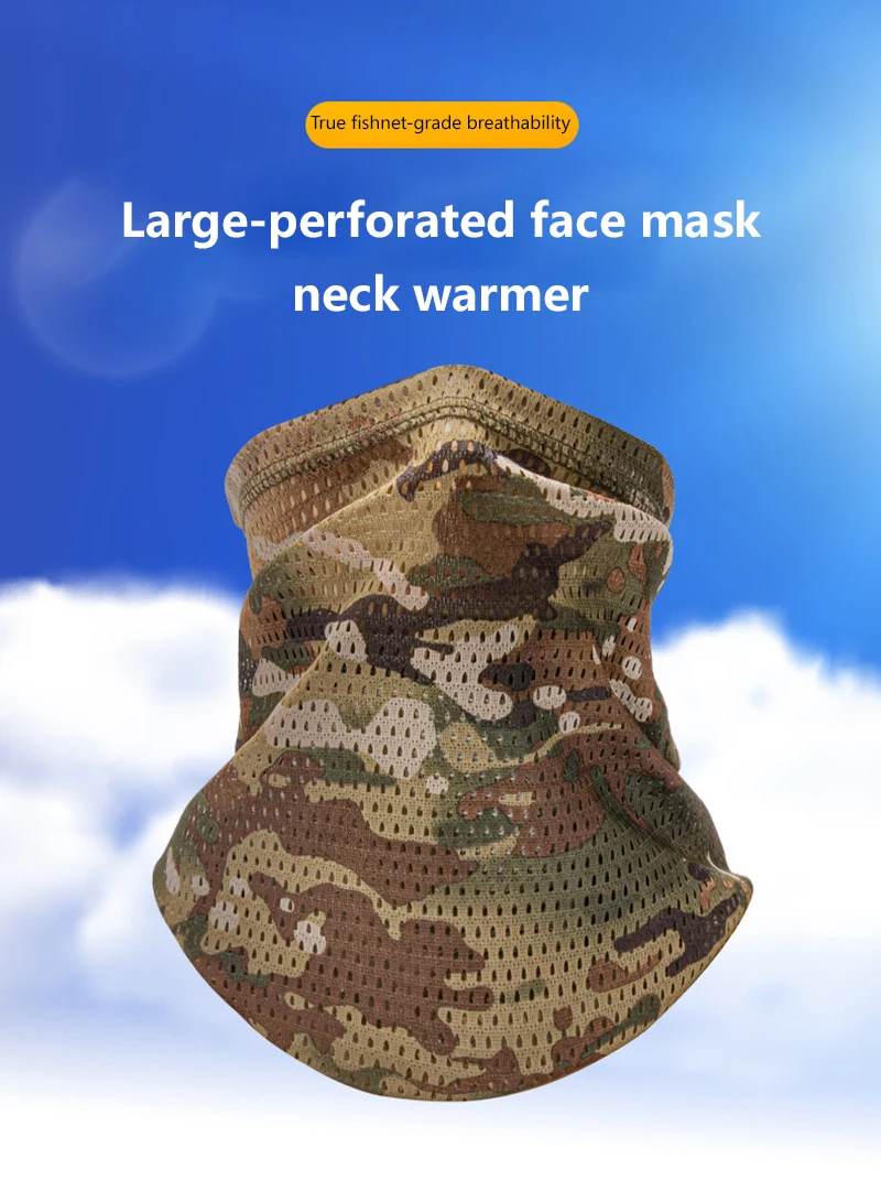 Atmungsaktiver, kühler Camo-Halswärmer, winddichter Mesh-Tubeschal, UV-Sonnenschutz für Radfahren, Wandern, Camping. – Detail 5