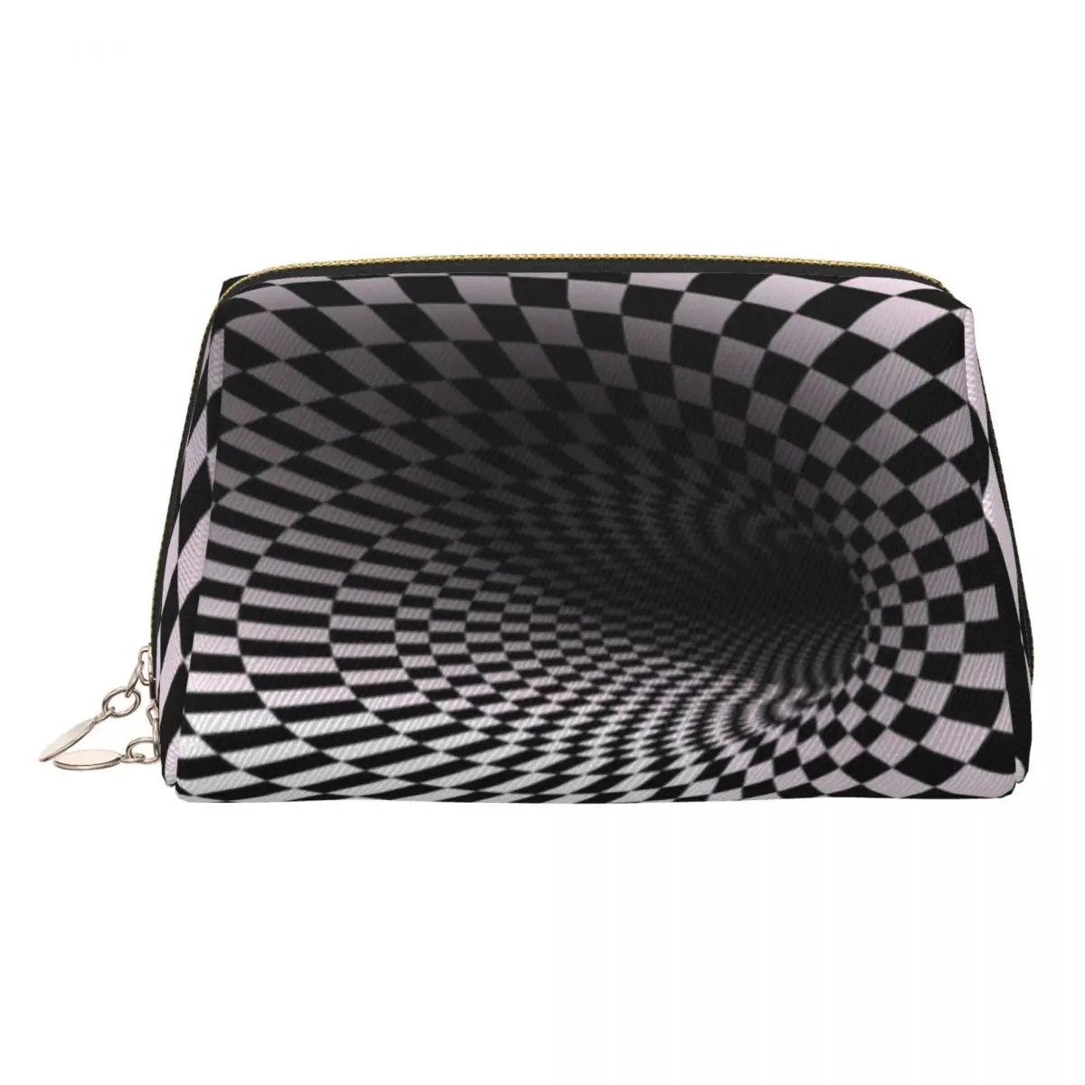 

Optical Illusion Of A 3d Checkered Hole Women Cosmetic Bag Travel Makeup Organizer Pouch Toiletry Storage Dopp Kit Case