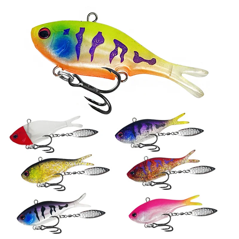 New 50/60mm Soft Plastic Fishing Lures Sinking Silicone VIB Sinking Crankbaits Spinner 5.5/6.5/11/14g Swimbait Artificial Baits