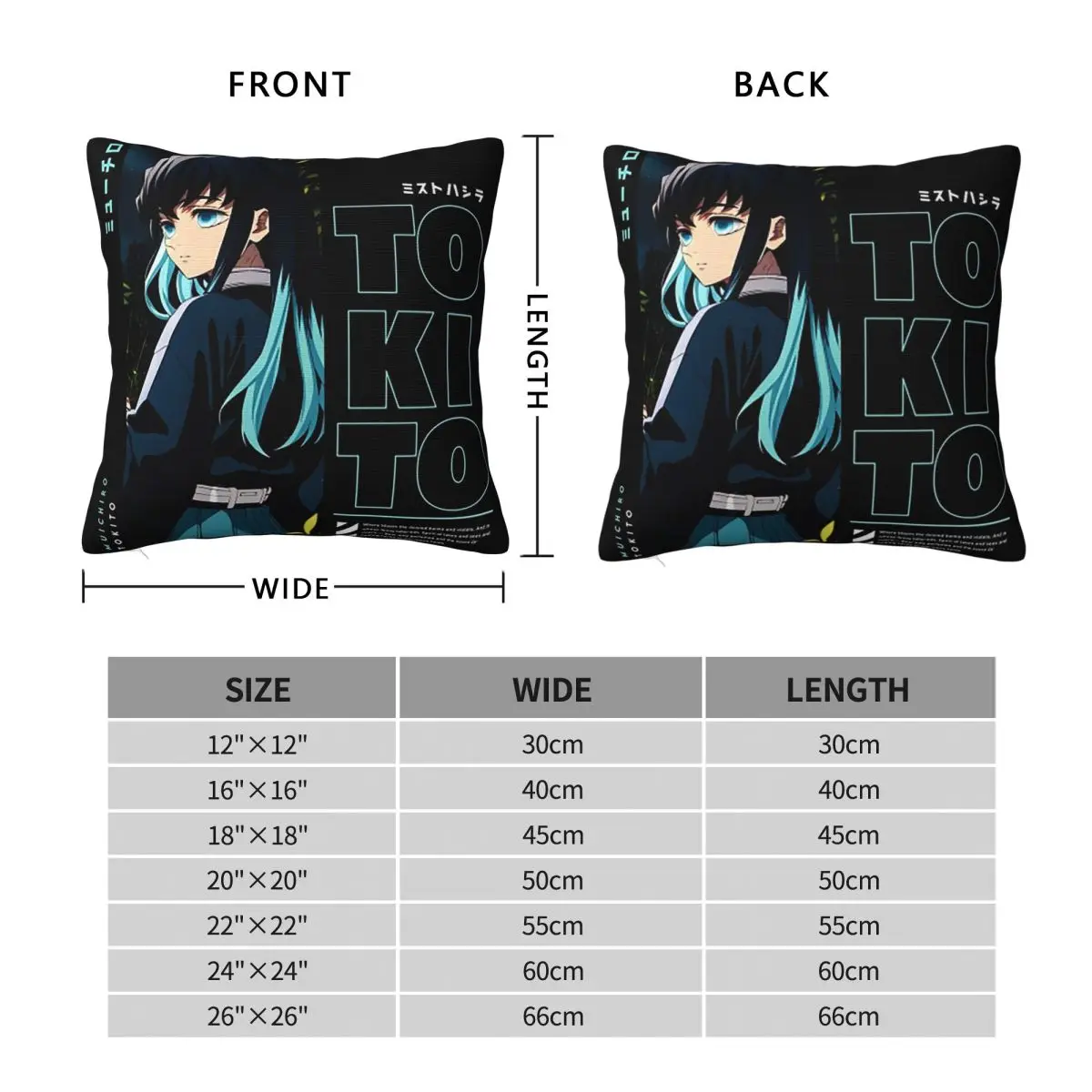 Muichiro Tokito - Demon Slayer Square Pillowcase Pillow Cover Polyester Cushion Decor Comfort Throw Pillow for Home Living Room