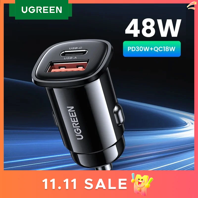 【NEW-IN】UGREEN USB Car Charger 30W Quick Charge 4.0 QC4.0 QC3.0 PD Type C Fast Car USB Charger For iPhone 17 Xiaomi Mobile Pho