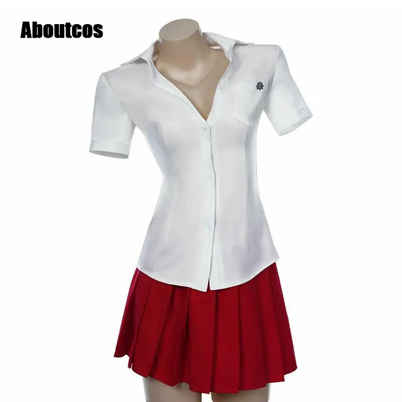 Aboutcos jogo japonês danganronpa akane owari anime cosplay traje mulher tamanho uniforme sexy macio moda rpg jogando terno