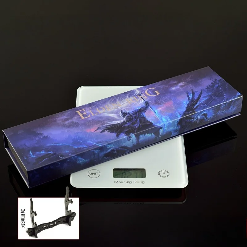 Geschenkdoos 28 cm gebogen zwaardspelrandapparatuur Cool Safe No Blade Sword Model met lederen tas Metaal Materiaal Ornamenten Collectie