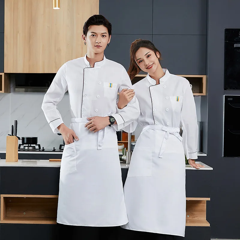 C410 Chef's Work Clothes Female Chef's Long Sleeved Summer Hotel Bakery Chef's Clothes  Sushi Chef Uniform Waiter Jacket