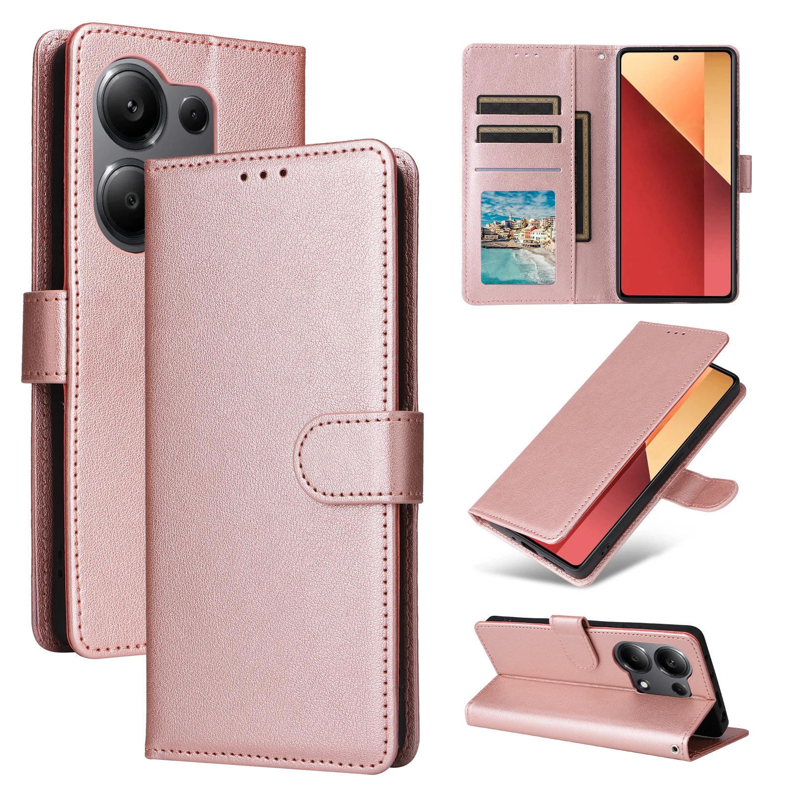 

CAESBON Wallet Card Slot Stand Magnetic Flip Leather Case For Xiaomi Redmi Note 12S 12 Pro 11 11S 10S 9 8 Pro 7 12C Poco X5 Pro