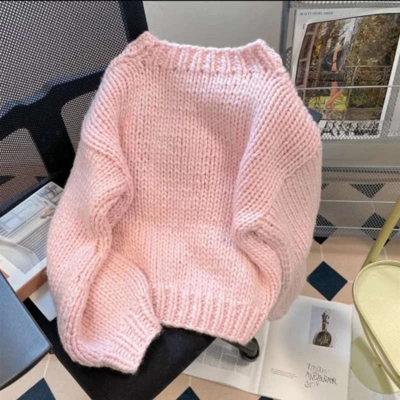 EBAIHUI Pink Sheep Women's Knitted Sweater Cute Style Outerwear Ladies Long Sleeved Pullover Autumn Loose Casual Daily Top