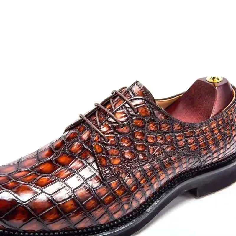 Chue-zapatos formales de piel de cocodrilo para hombre, calzado para boda, ocio, reunión de negocios