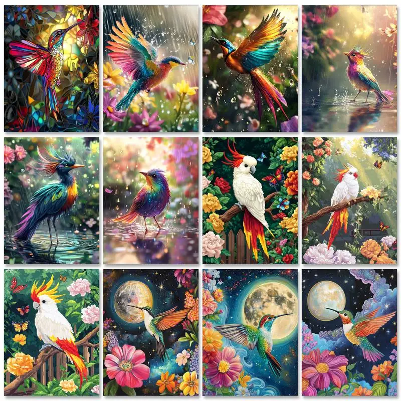 

RUOPOTY Frame Diy Painting By Numbers Birds Animal Handpainted Diy Gift Paint With Numbers For Home Decors