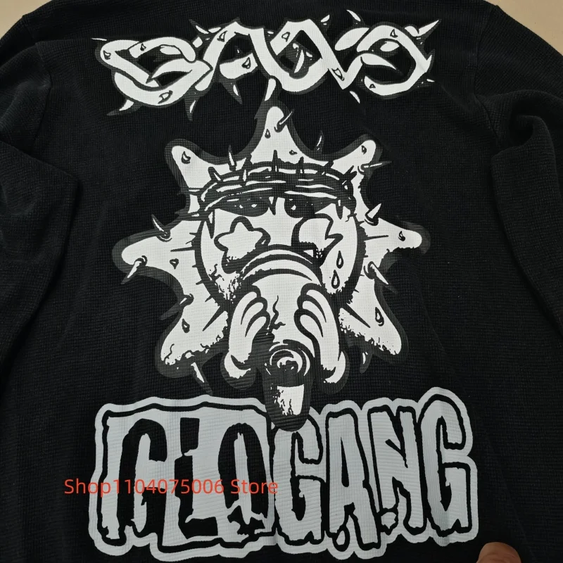 トップス ME HELLSTAR Glo Gang sp5der GUAPI 90 Glo Gang Zip Hoodie Streetwear Moletom Premium Algodão Confortável
