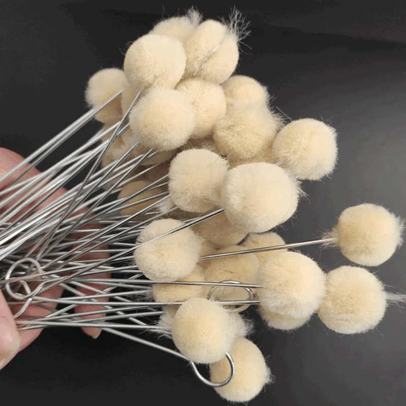 100Pcs Dye Daubing Tool Wool Ball Brush Handmade Leather Care Alcohol Dye Oily Dye Daubing Tool