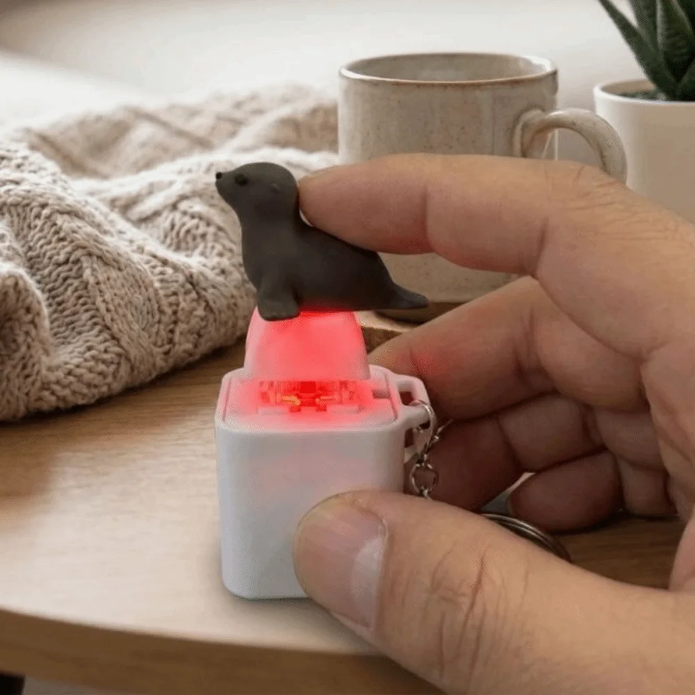 LED Light Animal Glowing Sound Keychain Clicky Sounding Novelty 3D Mechanical Button Click Plastic Cartoon Animal