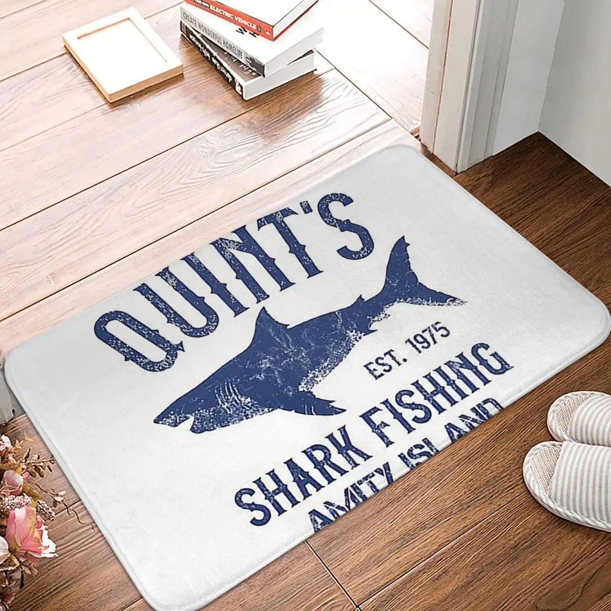 Quint's Shark Fishing Amity Island 1975 Anti-slip Doormat Floor Mat Carpet Rug for Kitchen Entrance Home Bedroom Footpad Mats