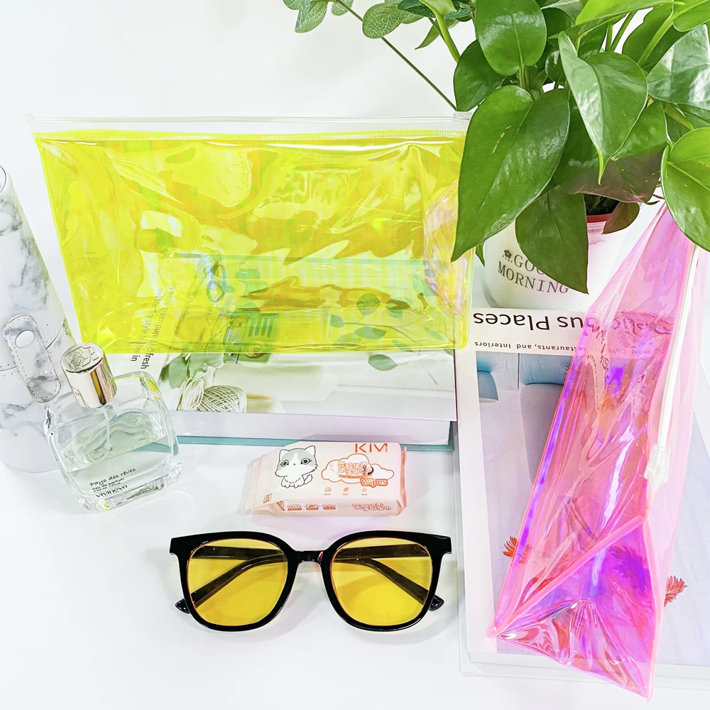Clear Makeup Bags PVC Portable Color Makeup Bags Waterproof Travel Cosmetic Bag Women Makeup Organizer Bag Pencil Case Bags