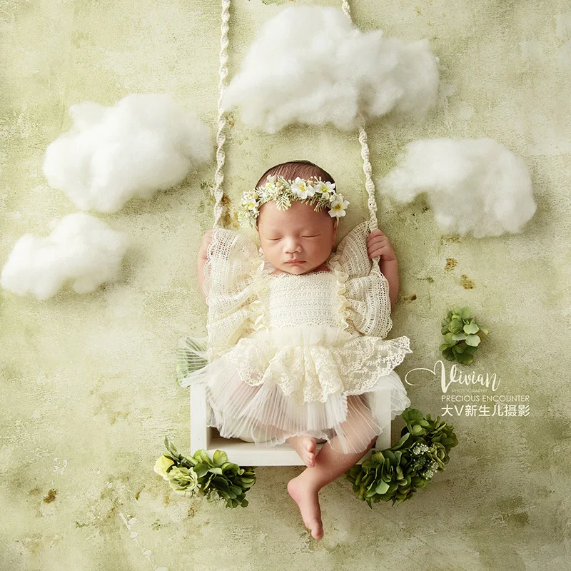 Newborn Photography Outfit Baby Girl Dresses Studio Infants Oil Painting Europe and the USA Style Photoshoot Theme Clothes Props