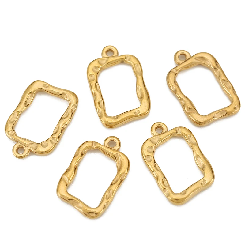 5pcs Stainless Steel Love Oval Spring Hollow Square Gold Charms Pendant for Necklace Earrings DIY Jewelry Making Supplies view 4