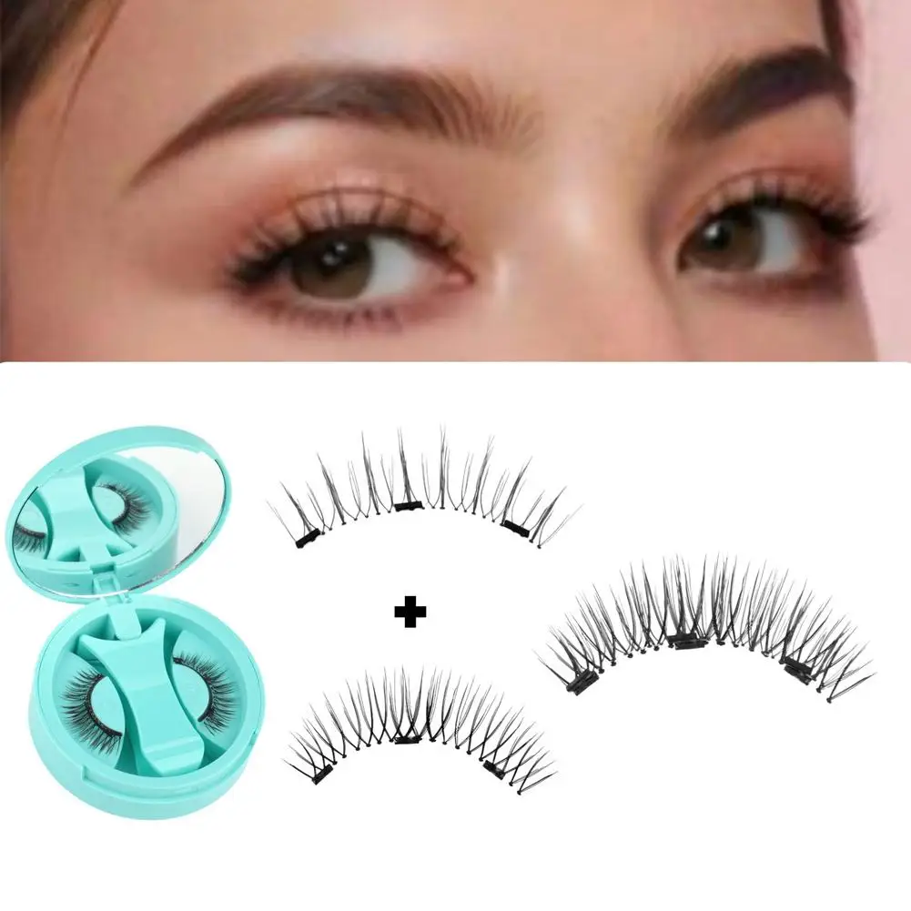 1 زوج الرموش المغناطيسية لا حاجة للغراء قابلة لإعادة الاستخدام ثلاثية الأبعاد طبيعية ومحمولة صديقة للأشخاص الكسالى لمكياج العين #4