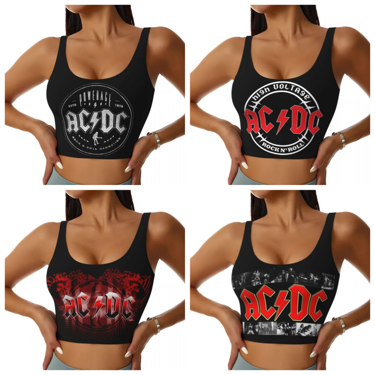 

Retro Rock Fashion Trend AC/DC Sexy Vest Fitness Tank Top Women Heavy Metal Music Band Yoga Sports Comfortable Bra Women Pajamas