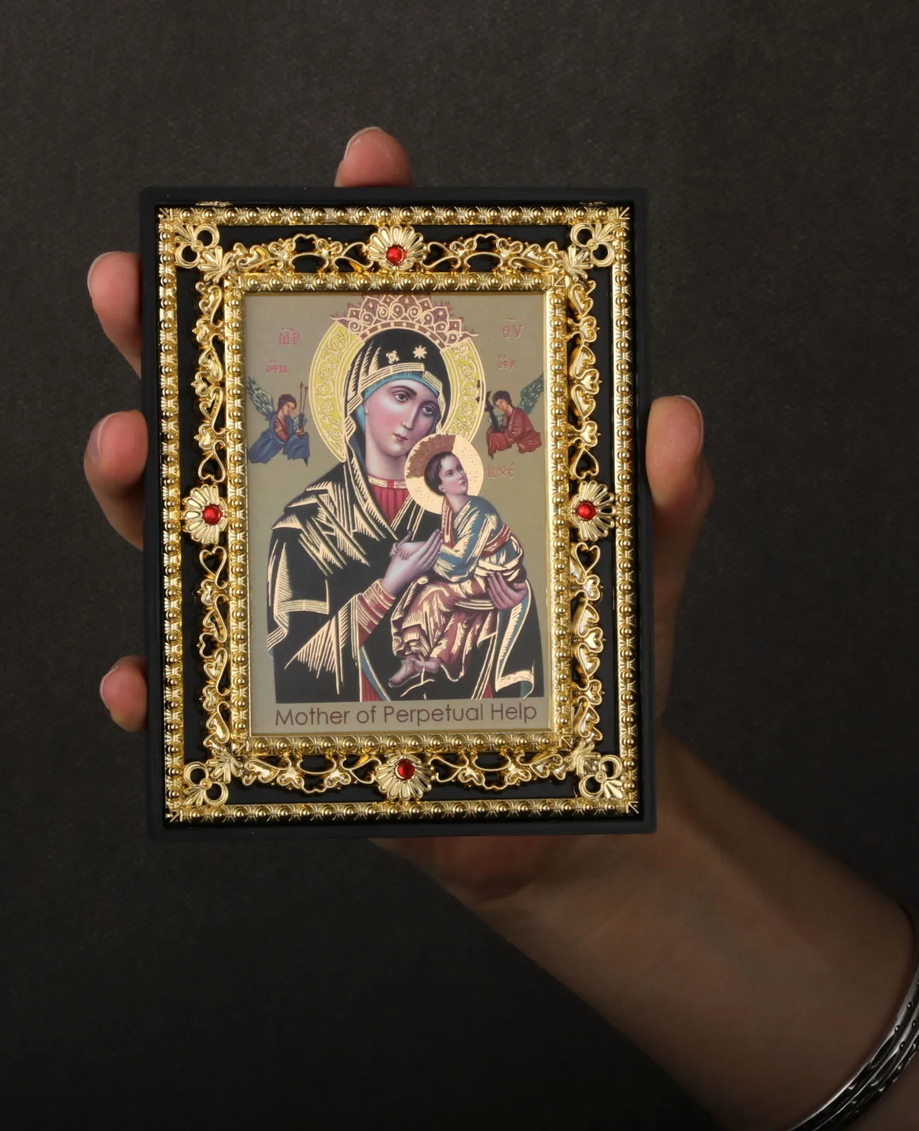 Heilige Padre Pio Heiliges Herz Jesus Icons Figur Christliche Mutter der ewigen Hilfe Quadratischer Rahmen Kirche Zuhause Tischdekoration