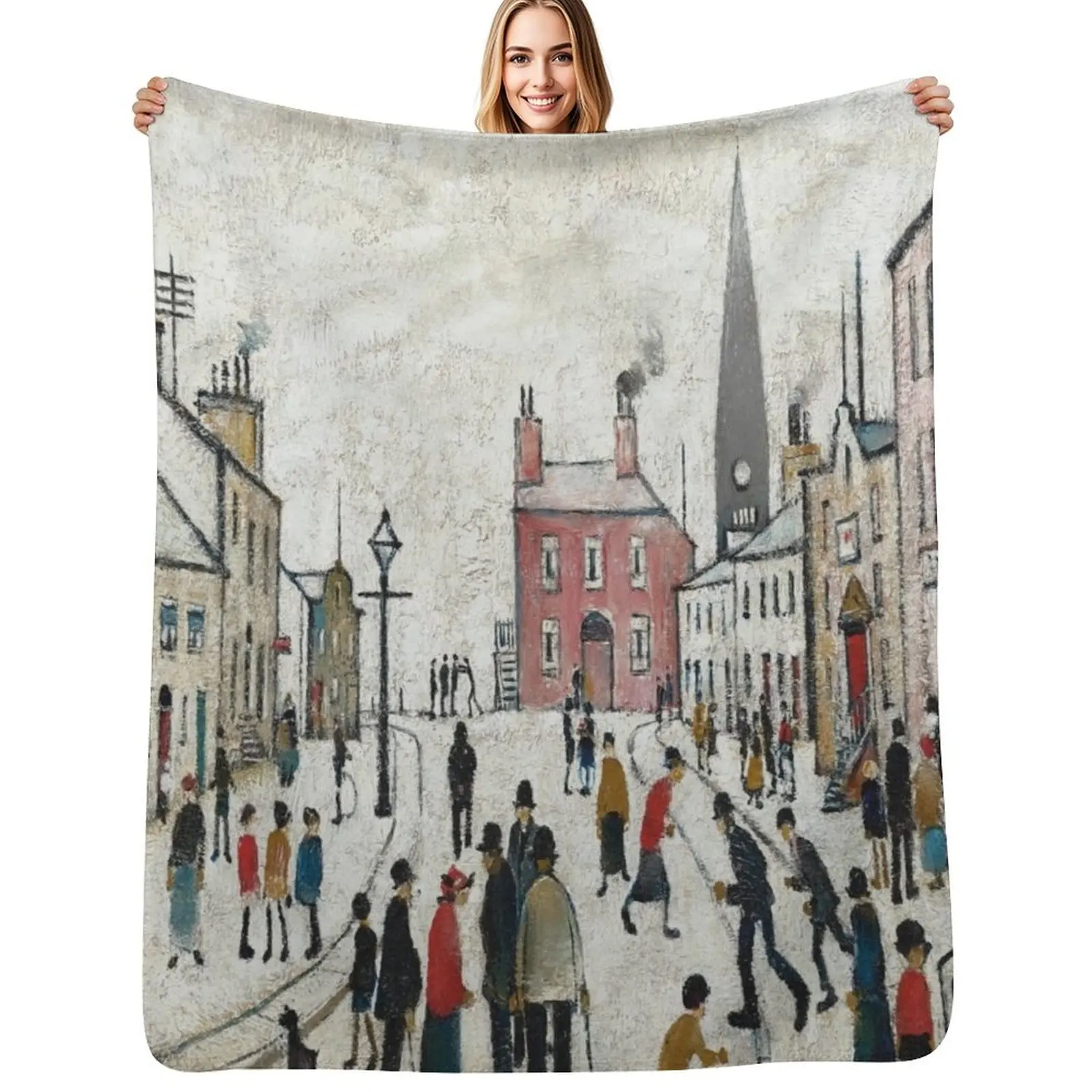 L S Lowry Throw Blanket Weighted christmas gifts Furrys For Decorative Sofa Luxury Plaid on the sofa Blankets