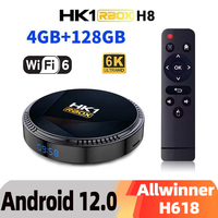 Original HK1 RBOX H8 Android 4G 128G TV BOX 3D 6K 4K BT5.0 Wifi6 Allwinner H618 Quad Core Media Player Smart Set Top Box 2G 16G