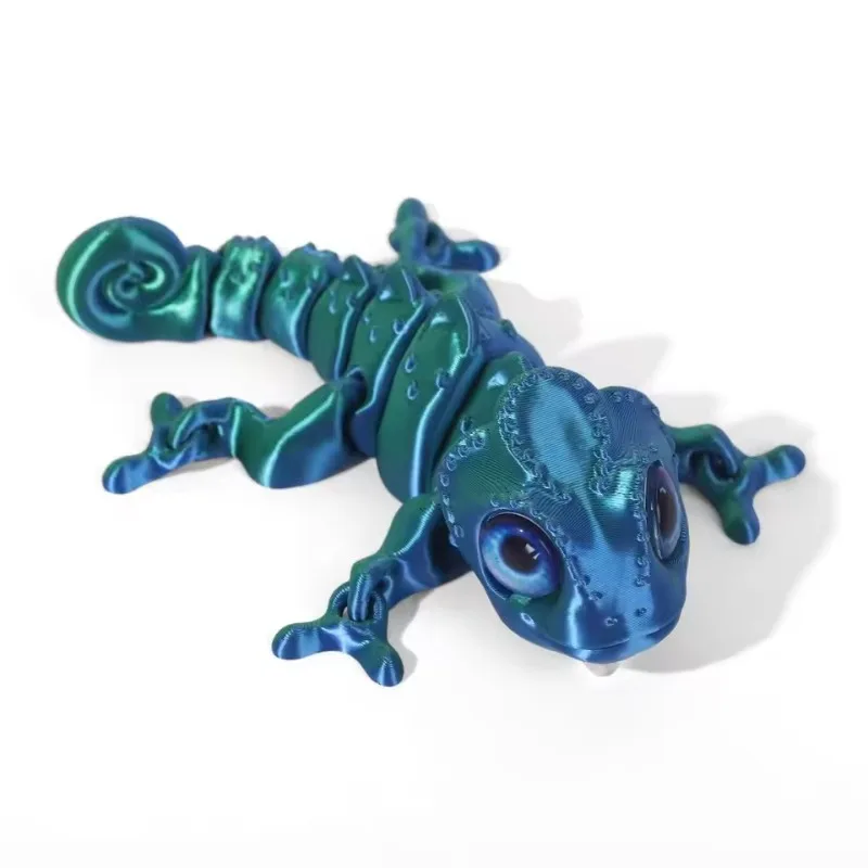 

3D Printing Chameleon Toy: Multi-joint Movable + Simulation Eyes - Perfect Home Accessory & Kids Gift for Living Room Decor