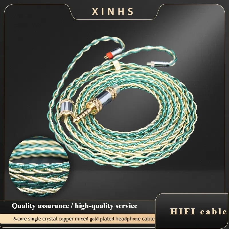 XINHS 8-Core Single Crystal Copper Mixed Gold Plated Headphone Cable 2PIN MMCX QDC TFZ for Letshuoer s12 MK3 LZ A7 KXXS IEM