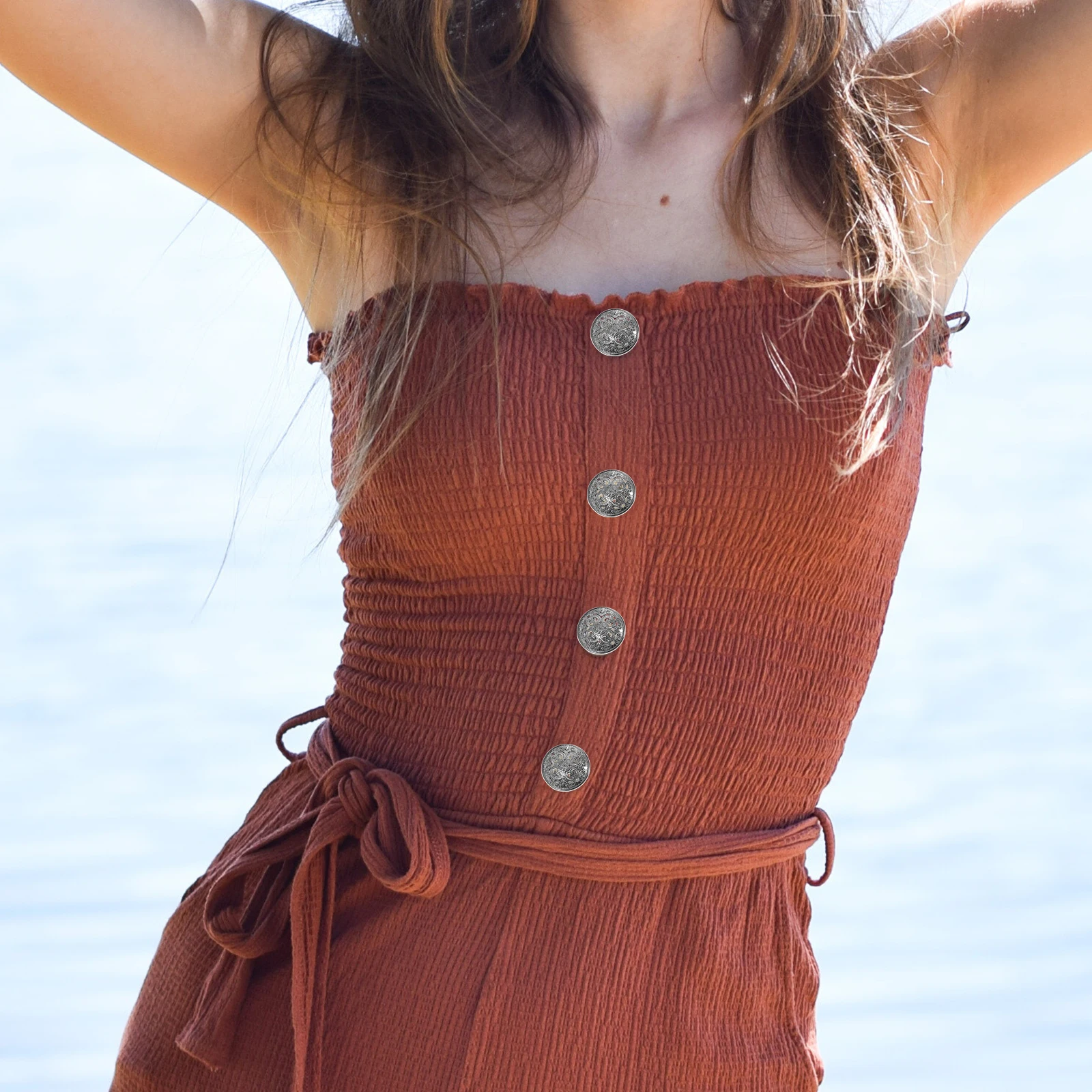 

30Pcs Stylish Hollow-Out Metal Button Silver Durable for Coat Jacket Down Jacket DIY Sewing Clothes Fastener Decor