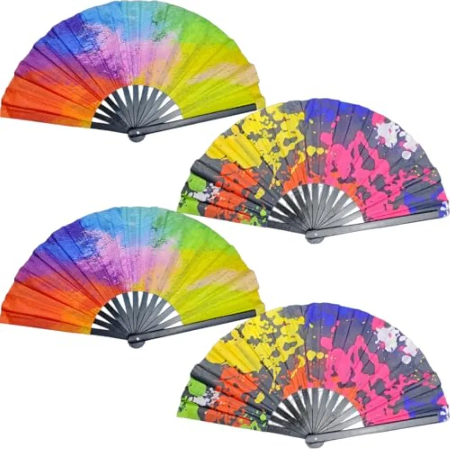 

Rainbow Hand Fans Large Folding Fans for Women, Large Holographic Rainbow Hand Fan for Burlesque, Drag Queen, Festival and Prid