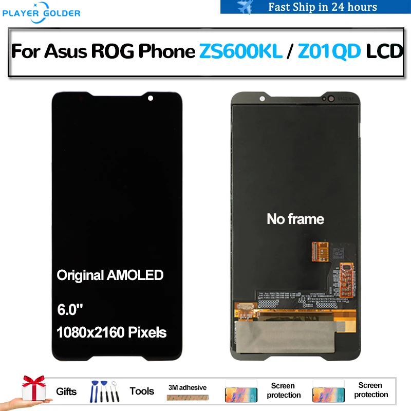 

Original AMOLED For Asus ROG Phone ZS600KL Z01QD Pantalla lcd Display Touch Panel Screen Digitizer Assembly Repair Spare Parts