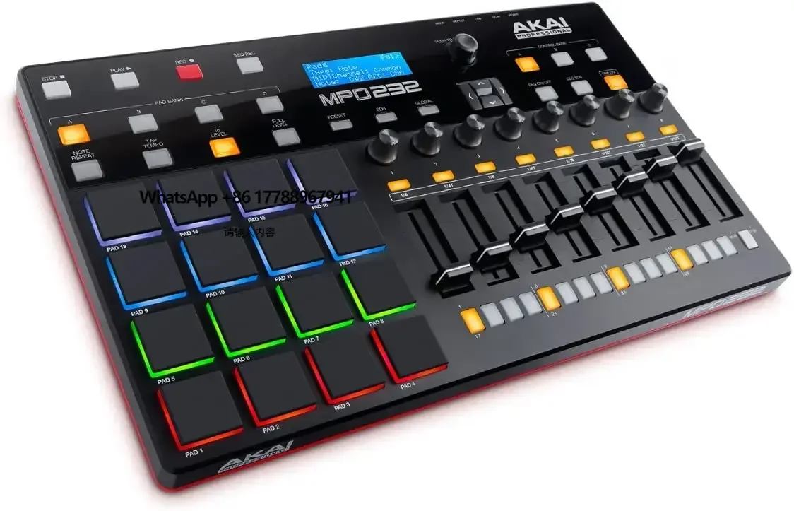 

Akai Professional MPD232 | MIDI Drum Pad Controller with Software Download Package (16 pads / 8 knobs / 8 buttons / 8 faders)