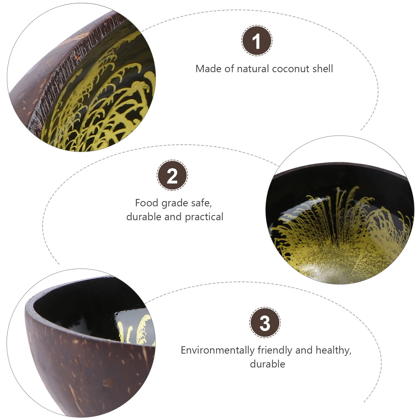 

Stylish Coconut Shell Bowl with Colorful Interior Patterns Multipurpose Container for Snacks Keys Decorative Household Organizer