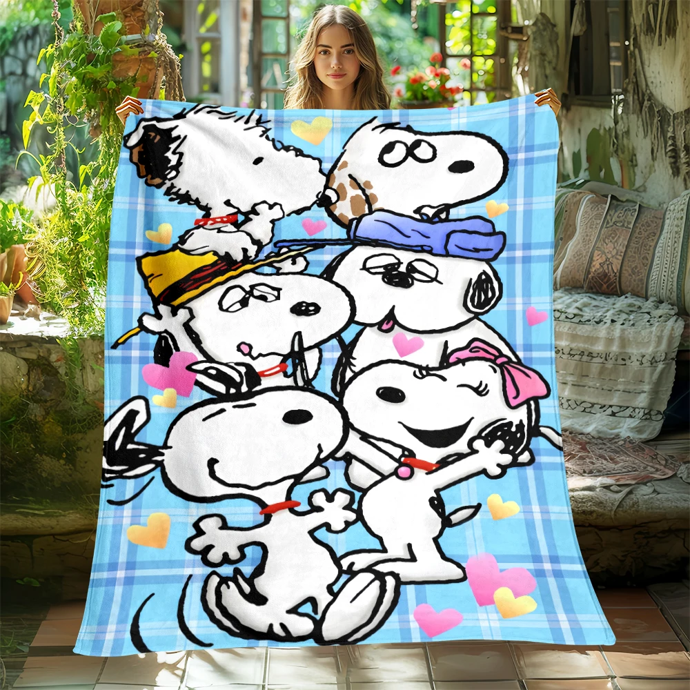 Snoopy Cartoon Printed Soft Warm Flannel Throw Blanket.Office,Camping,Outdoors,Bed sheet,Sofa,Travel,Beach,Airplane blankets.