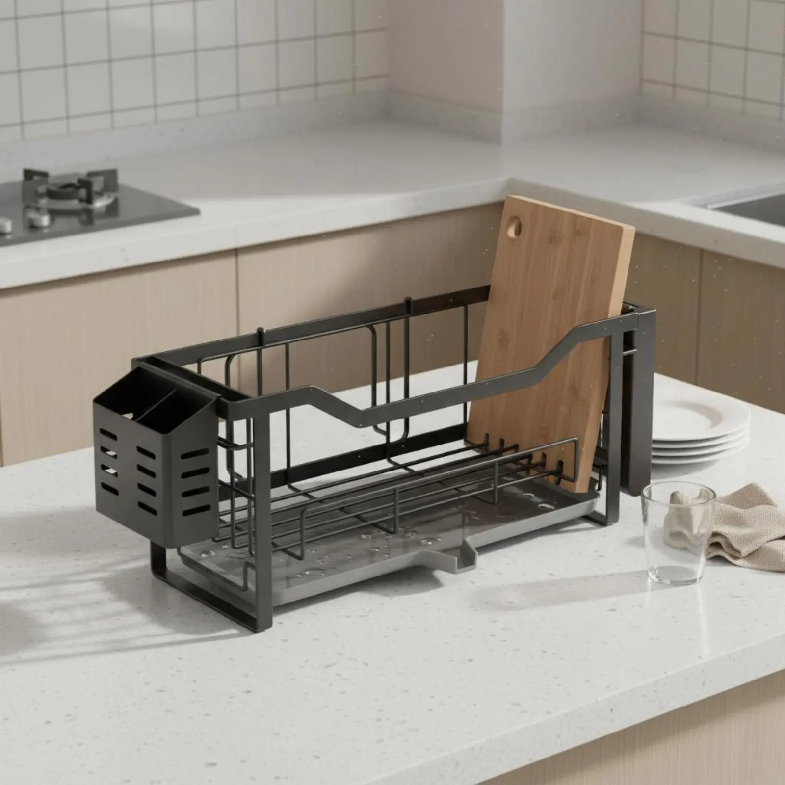 stainless-steel-dish-rack-rustproof-dish-drainer-with-utensil-holder-space-saving-large-capacity