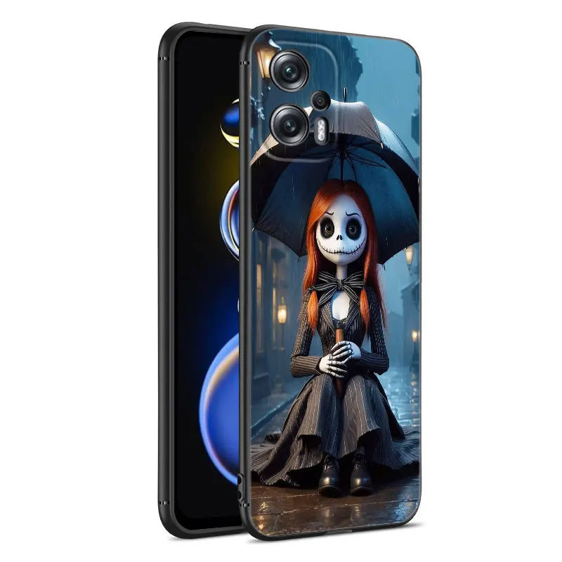 J-Jack Skellington Skull Black Silicone Phone Case For Xiaomi POCO X3 X4 NFC F4 GT F5 F6 M4 M6 X5 X6 NEO Pro 5G M5