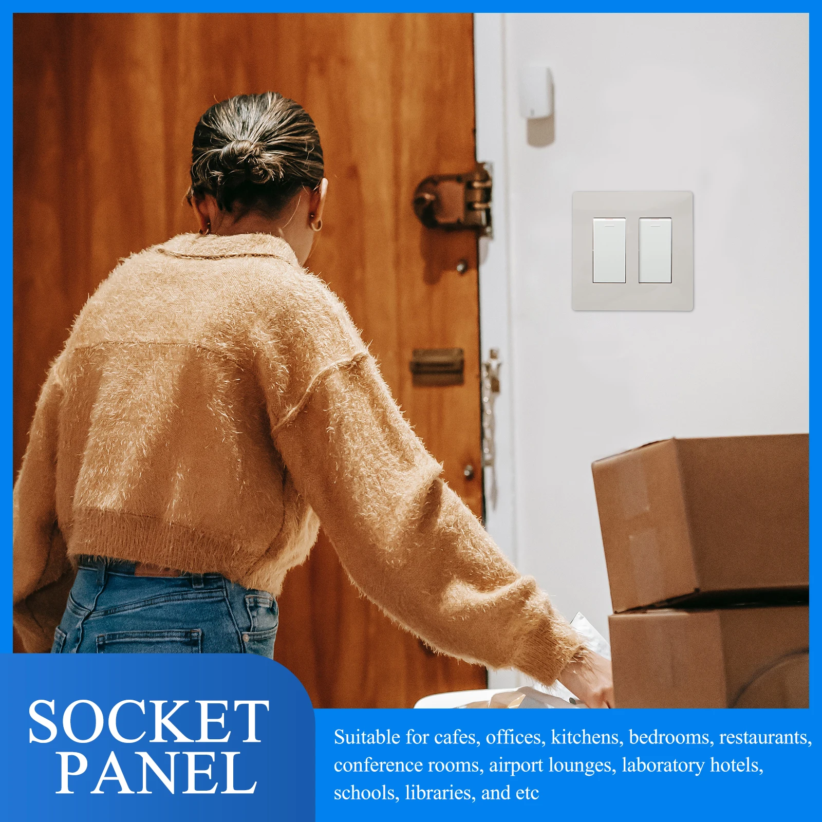 

2 Gang Screwless Plate 2Gang Pc Electrical Cover Durable Heat Resistant Wall Panel White Light Plate For Office Kitchen