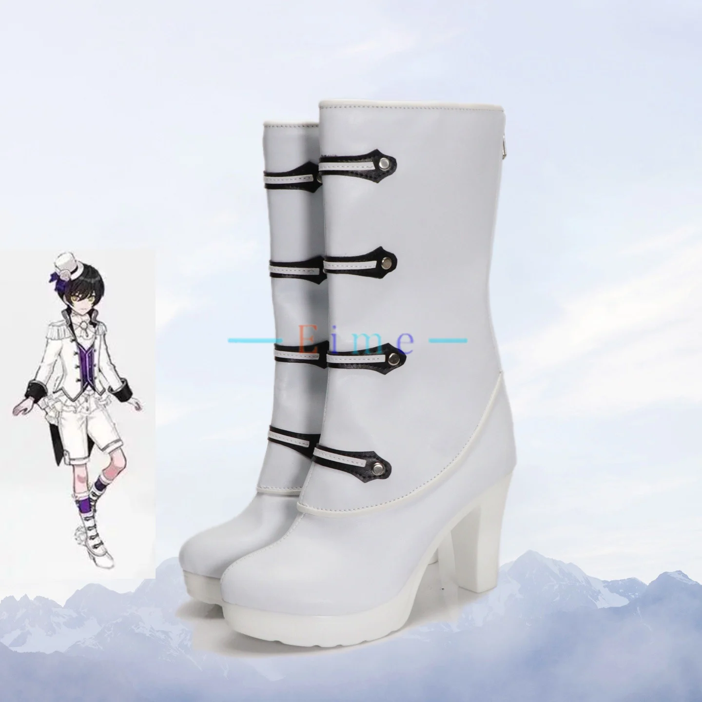 

Snow Cosplay Shoes White High Heels Anime Promise of Wizard Cosplay Accessories Halloween Carnival Boots Custom Made
