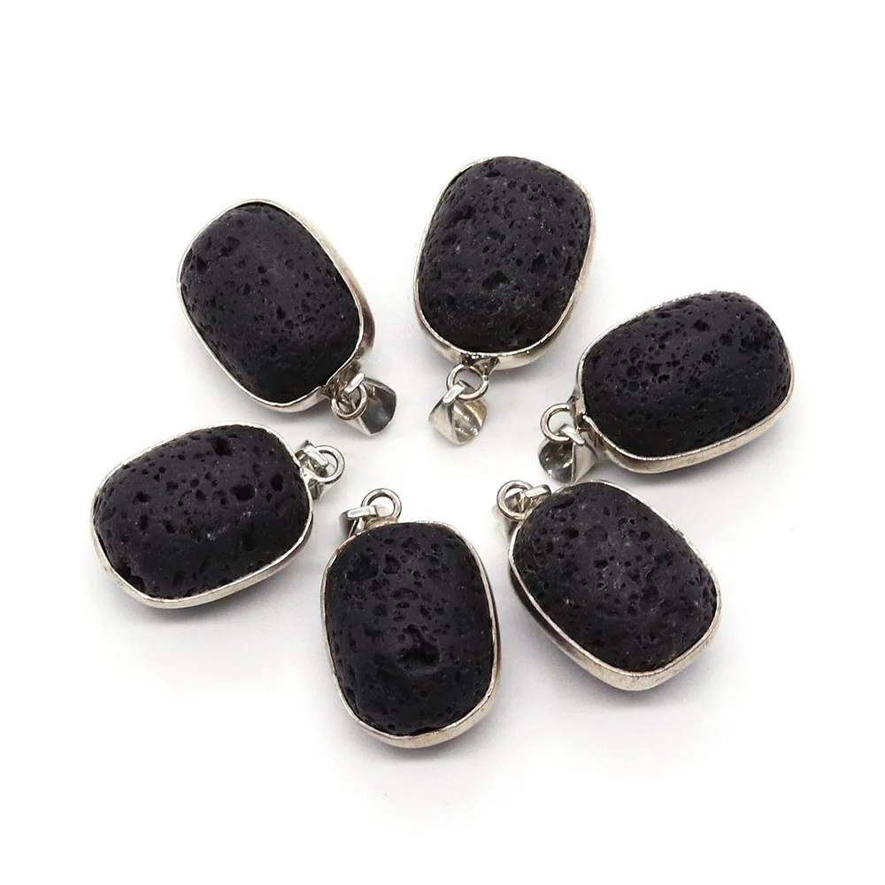 Fashion New Volcanic Rock Pendant Natural Irregular Shape Black Molten Rock Pendant Jewelry Making Charming Women's Accessories