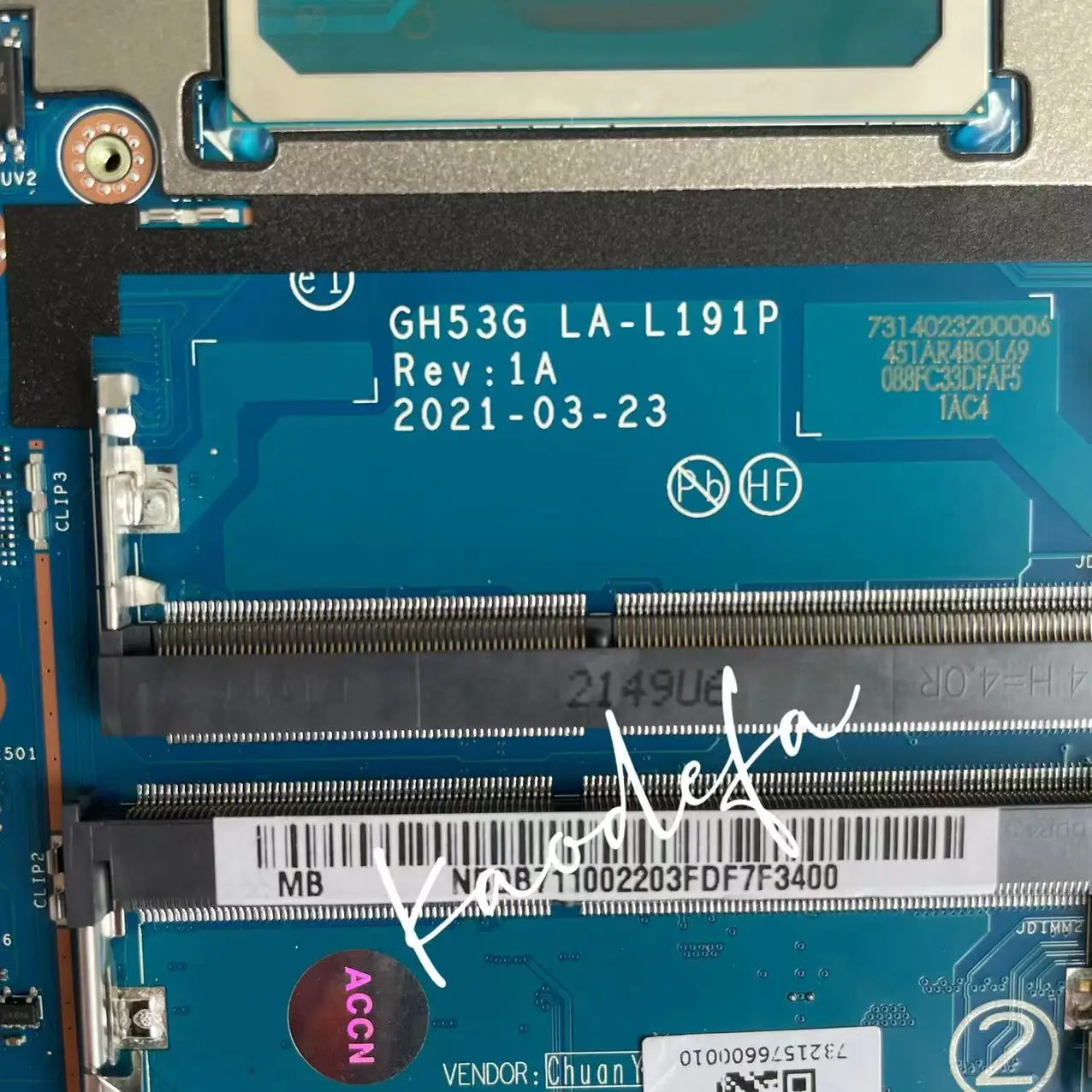 for Acer Predator Helios 300 PT315-53 Laptop Motherboard CPU:I7-11800H SRKT3 GPU:GN20-E5-A1 (RTX3070) 8G GH53G LA-L191P REV: 1A